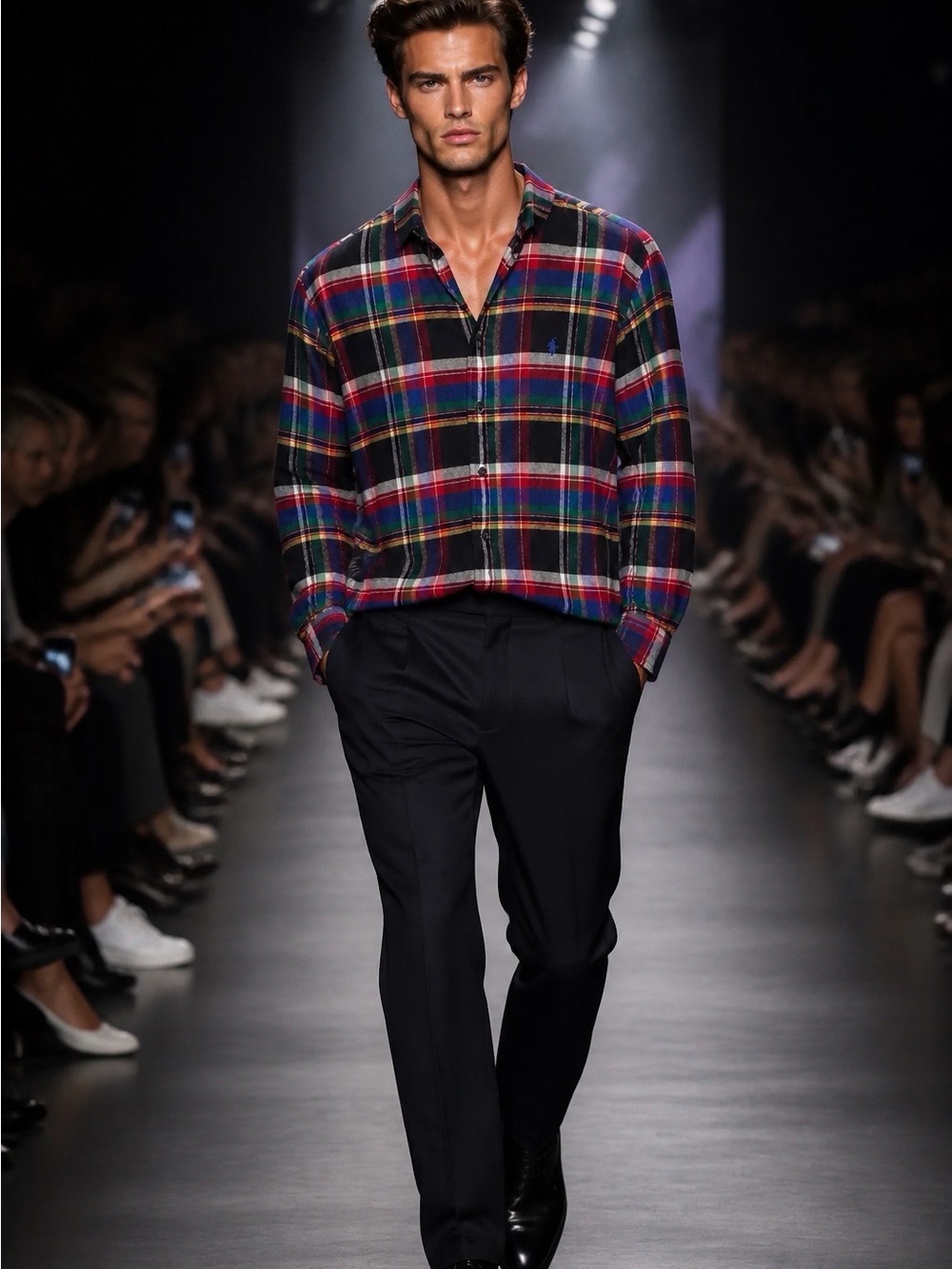 Ralph Lauren Black Multicolor Plaid Long Sleeve Button Down Flannel